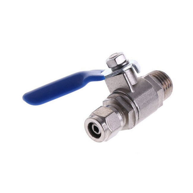 Raccord filetage 1/4" avec vanne pour tubing 1/4"