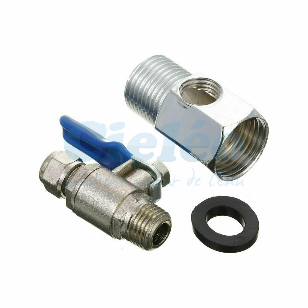 Connecteur d'eau 1/2" avec vanne 1/4"