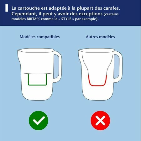 Carafe filtrante sans pile + cartouche ovale blanc soudée, U