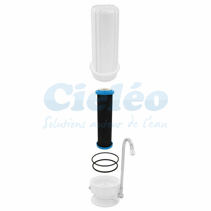 Vue clate filtre sur vier Hydropure Eco cartouche XM