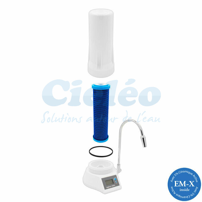 Vue clate filtre sur vier Hydropure Digital cartouche XM avec cramique EM-X