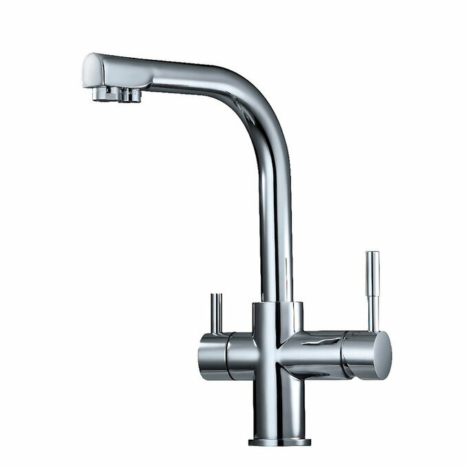 Robinet 3 voies 90 chrom avec sortie eau filtre