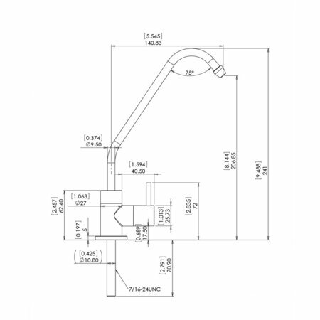 Dimensions du robinet R4 pour osmoseur et filtre  eau