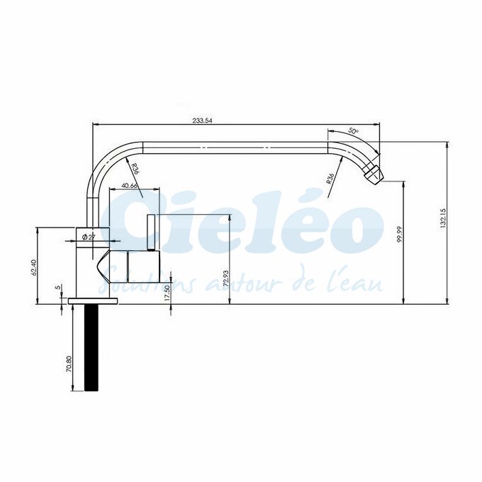Dimensions du robinet ultra bas pour osmoseur et filtre  eau