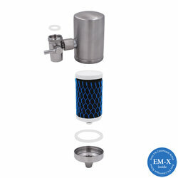 Vue clate filtre sur robinet Hydropure Serenity Inox EM-X