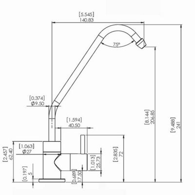 Dimensions du robinet standard Hydropure