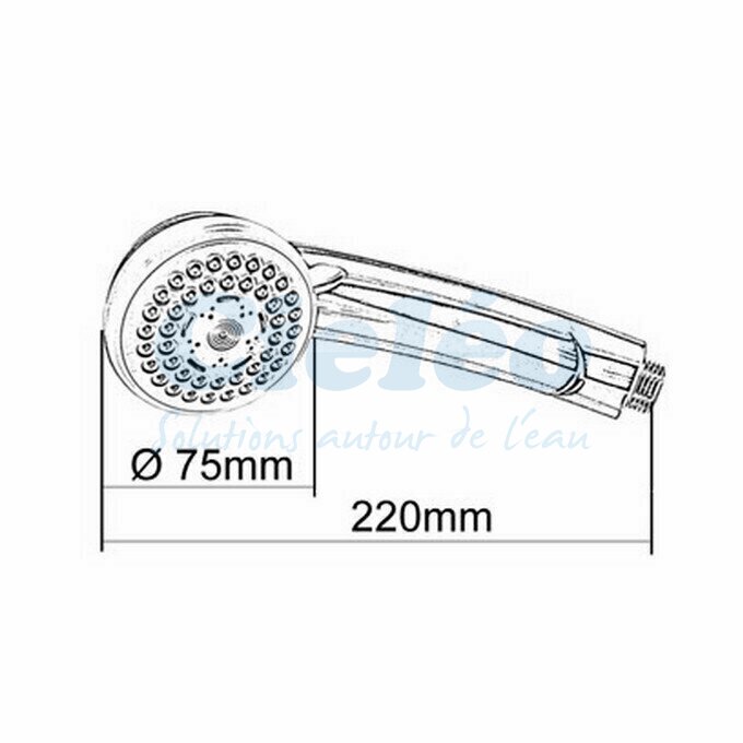 Dimensions co douchette 8 l/min - 3 jets + stop douche