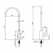 Dimensions Robinet longue porte Inox