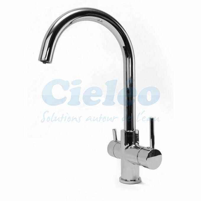 Robinet 3 voies chrom col de cygne Gliano BR301-C